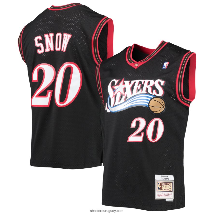 philadelphia 76ers eric nieve mitchell & ness negro madera dura clásicos swingman jersey 6L080N7905 NBA