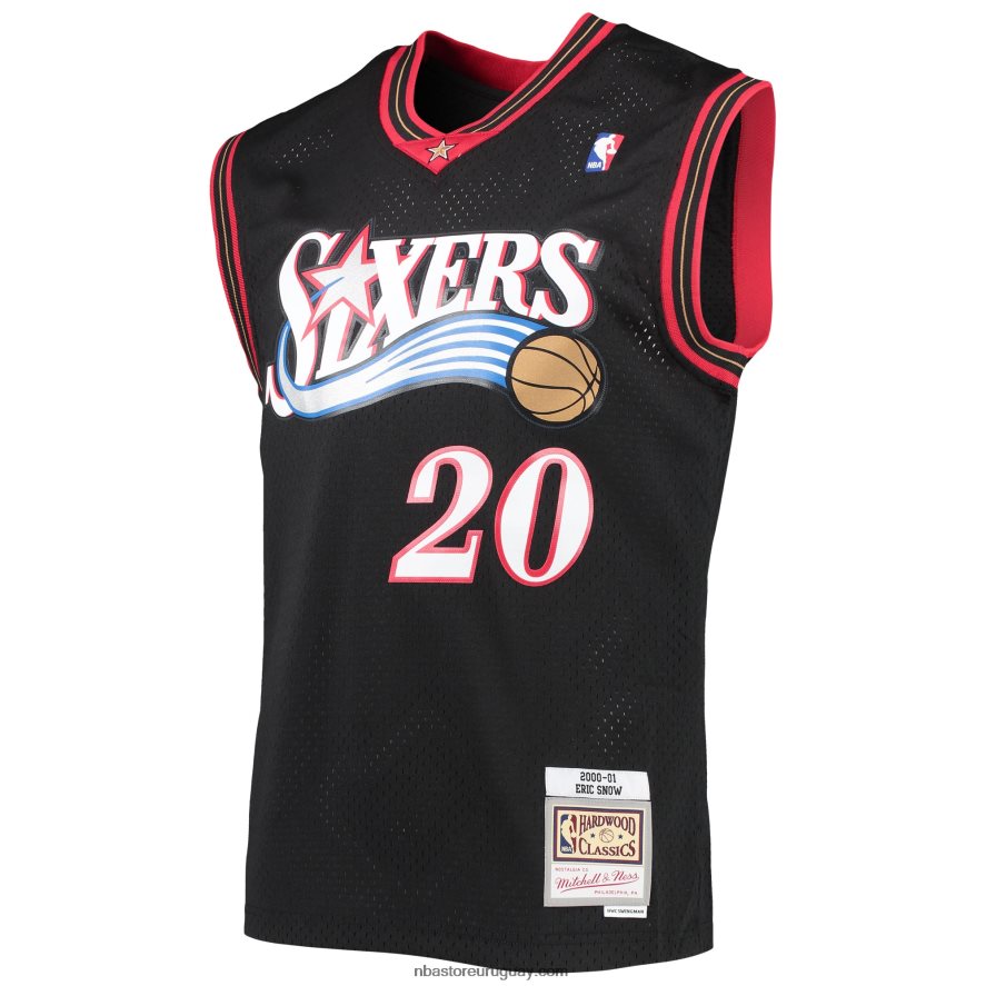 philadelphia 76ers eric nieve mitchell & ness negro madera dura clásicos swingman jersey 6L080N7905 NBA