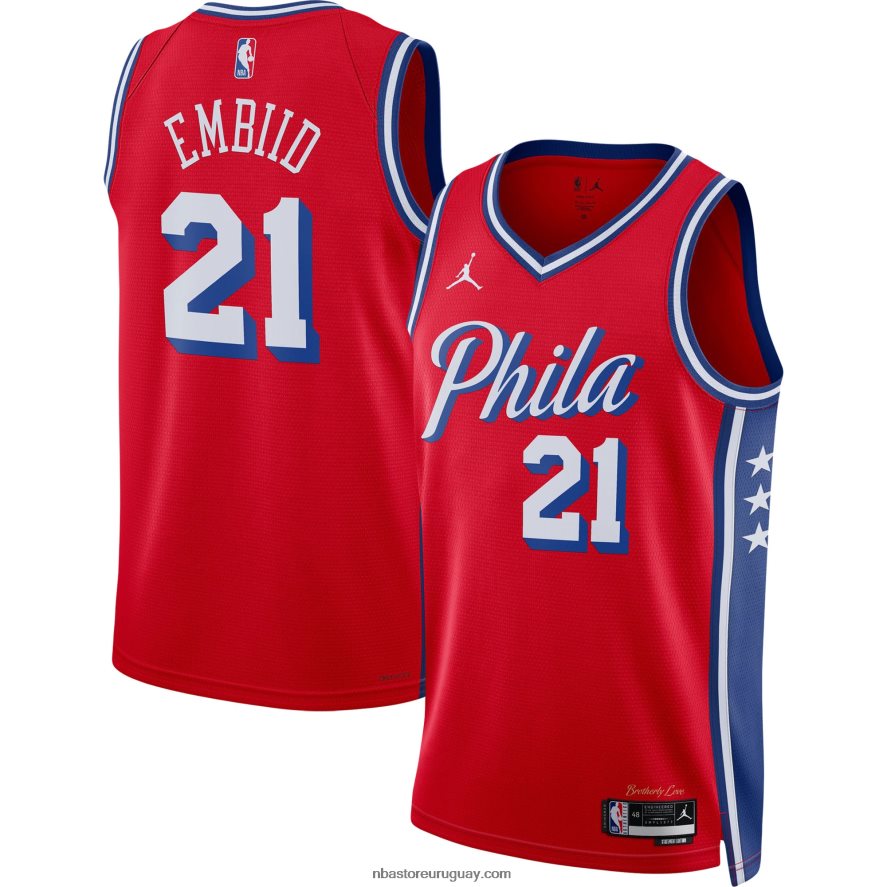 philadelphia 76ers joel embiid jordan marca rojo swingman jersey 6L080N304 NBA