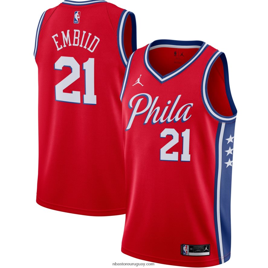 philadelphia 76ers joel embiid jordan marca rojo swingman jersey 6L080N6530 NBA