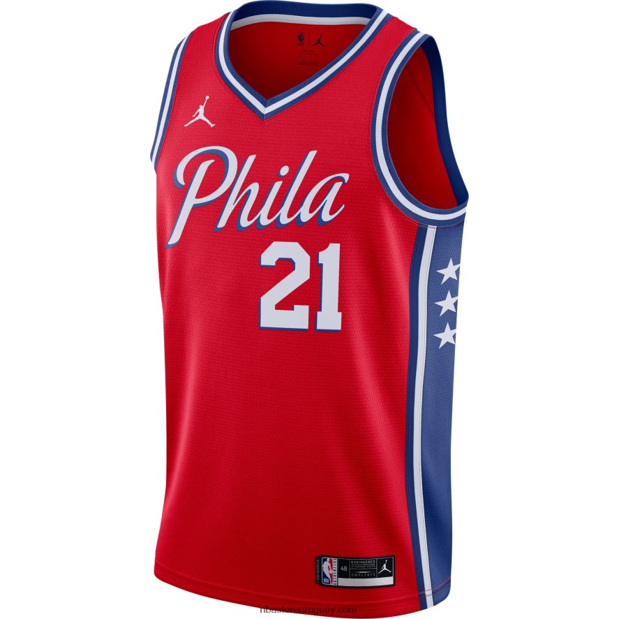 philadelphia 76ers joel embiid jordan marca rojo swingman jersey 6L080N6530 NBA