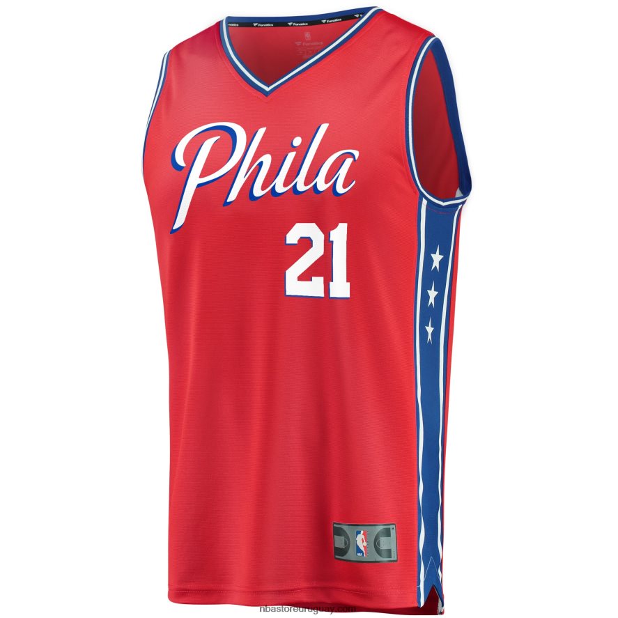 philadelphia 76ers joel embiid réplica de camiseta roja fast break 6L080N56 NBA