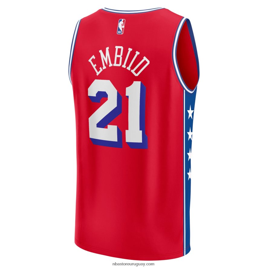 philadelphia 76ers joel embiid rojo fast break replica playera de jugador 6L080N829 NBA