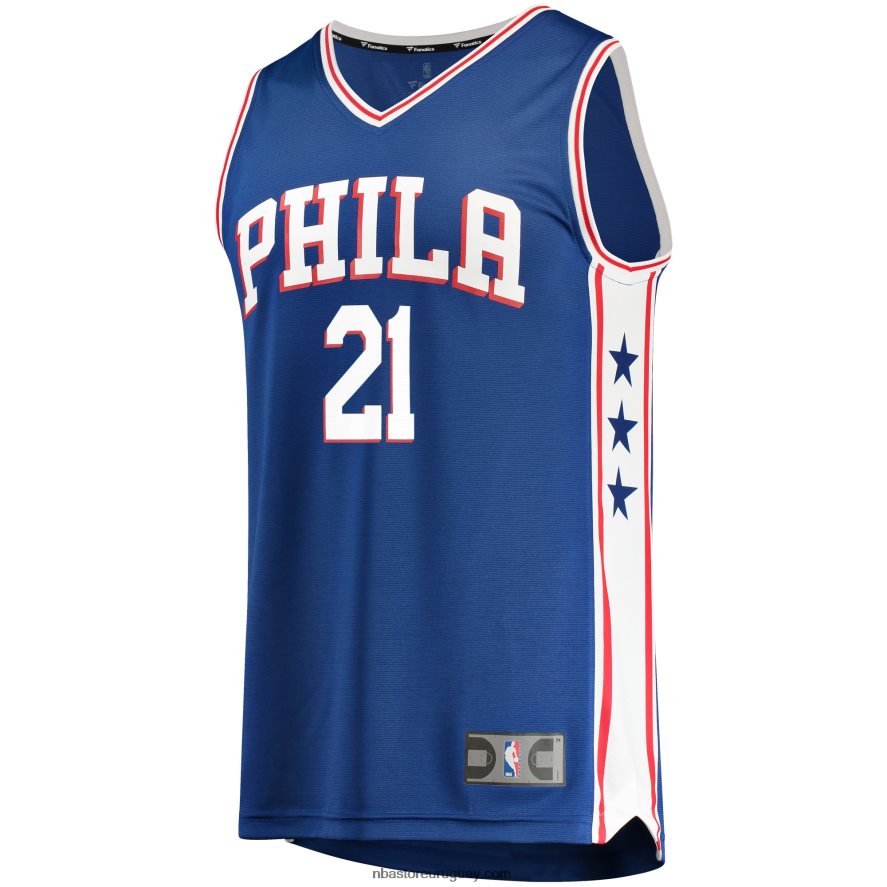 philadelphia 76ers joel embiid royal fast break réplica equipo color jugador jersey 6L080N51 NBA