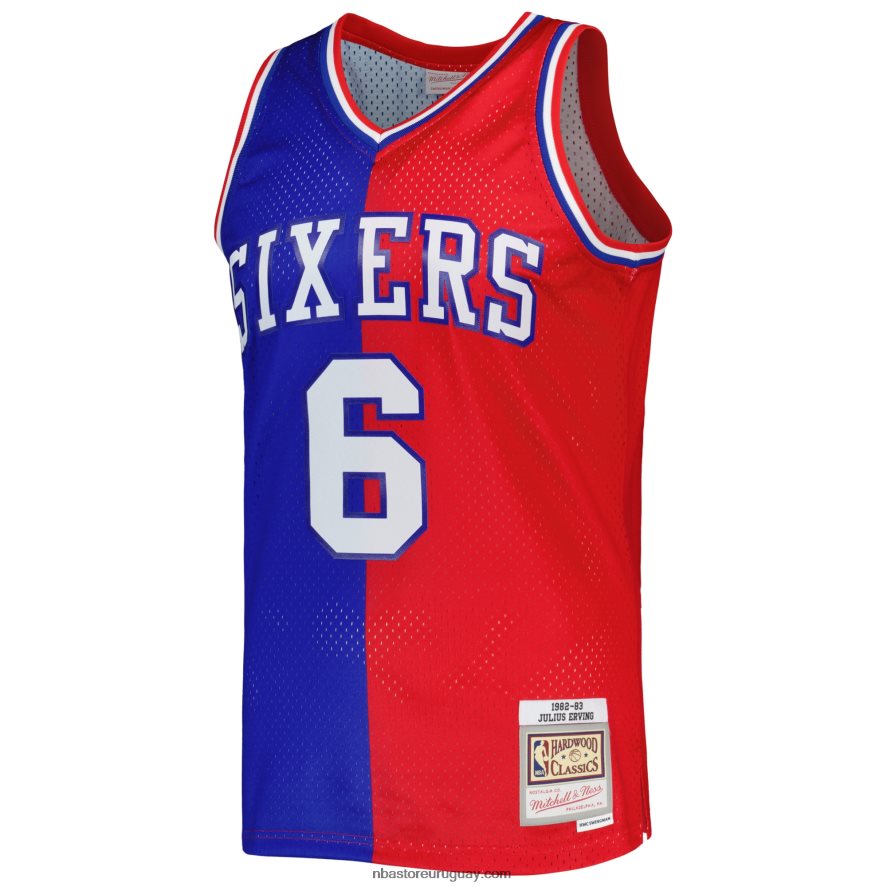 philadelphia 76ers julius erving mitchell & ness royal/red hardwood classics split swingman jersey 6L080N1033 NBA
