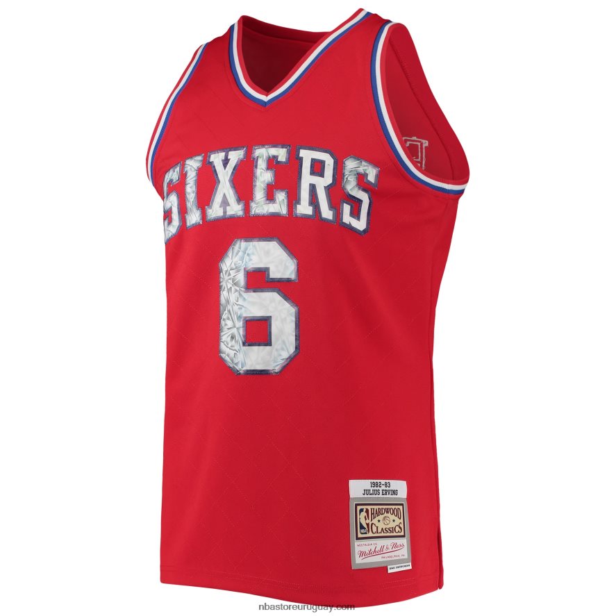 philadelphia 76ers julius erving rojo madera dura clásicos 75 aniversario diamante alero jersey 6L080N6421 NBA