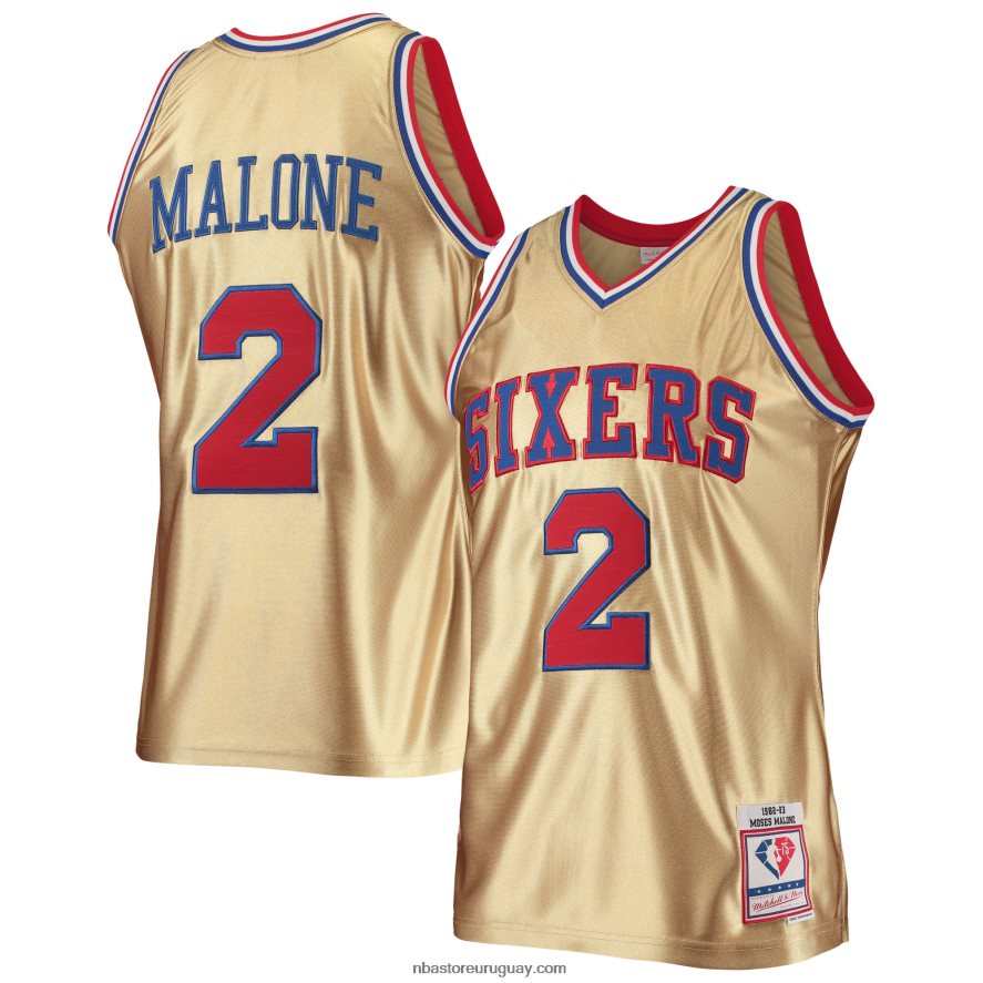philadelphia 76ers moses malone oro 75 aniversario hardwood classics swingman jersey 6L080N2902 NBA