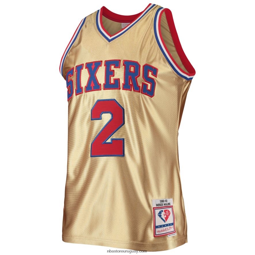 philadelphia 76ers moses malone oro 75 aniversario hardwood classics swingman jersey 6L080N2902 NBA