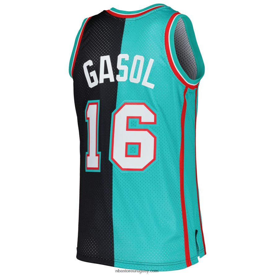 camiseta memphis grizzlies pau gasol mitchell & ness negro/turquesa hardwood classics split swingman jersey 6L080N952 NBA
