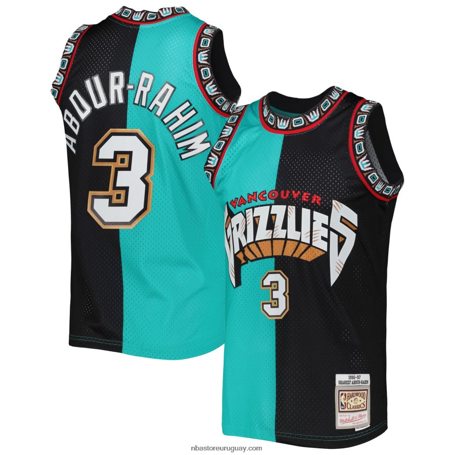 camiseta vancouver grizzlies shareef abdur-rahim turquesa/negro hardwood classics split swingman 6L080N1834 NBA