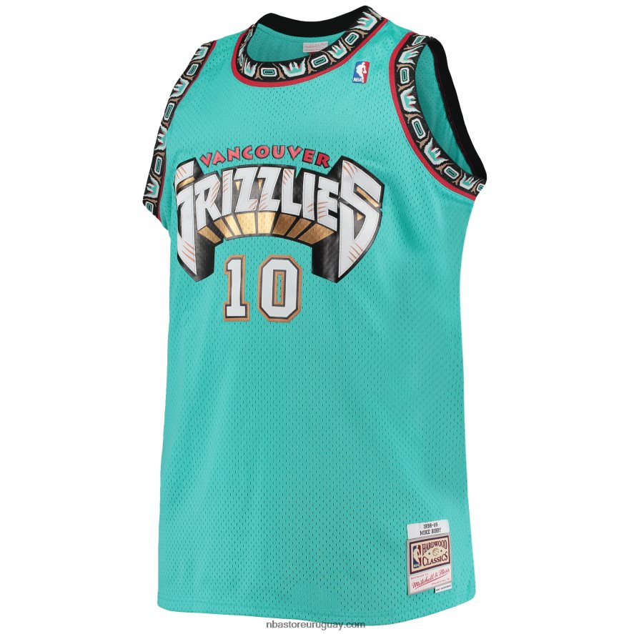 vancouver grizzlies mike bibby mitchell & ness verde azulado grande y alto clásico de madera dura jersey 6L080N1042 NBA