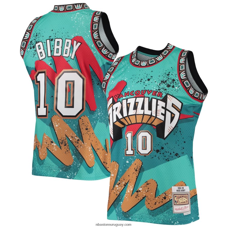vancouver grizzlies mike bibby mitchell & ness verde azulado madera dura clásicos hyper hoops swingman jersey 6L080N6814 NBA