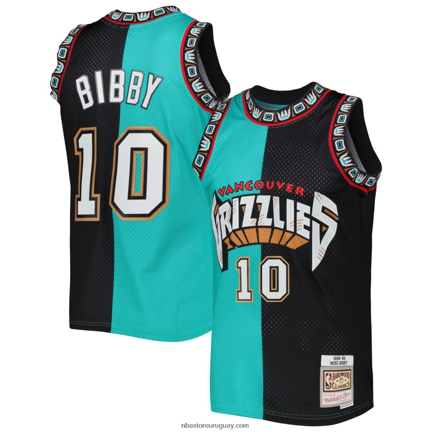 vancouver grizzlies mike bibby turquesa/negro hardwood classics split swingman jersey 6L080N403 NBA