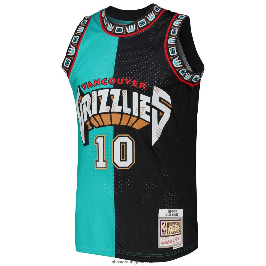 vancouver grizzlies mike bibby turquesa/negro hardwood classics split swingman jersey 6L080N403 NBA