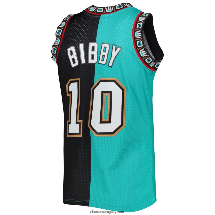 vancouver grizzlies mike bibby turquesa/negro hardwood classics split swingman jersey 6L080N403 NBA