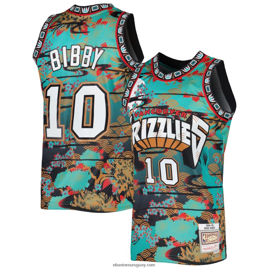 vancouver grizzlies mike bibby turquesas clásicos de madera dura año nuevo lunar swingman jersey 6L080N6838 NBA