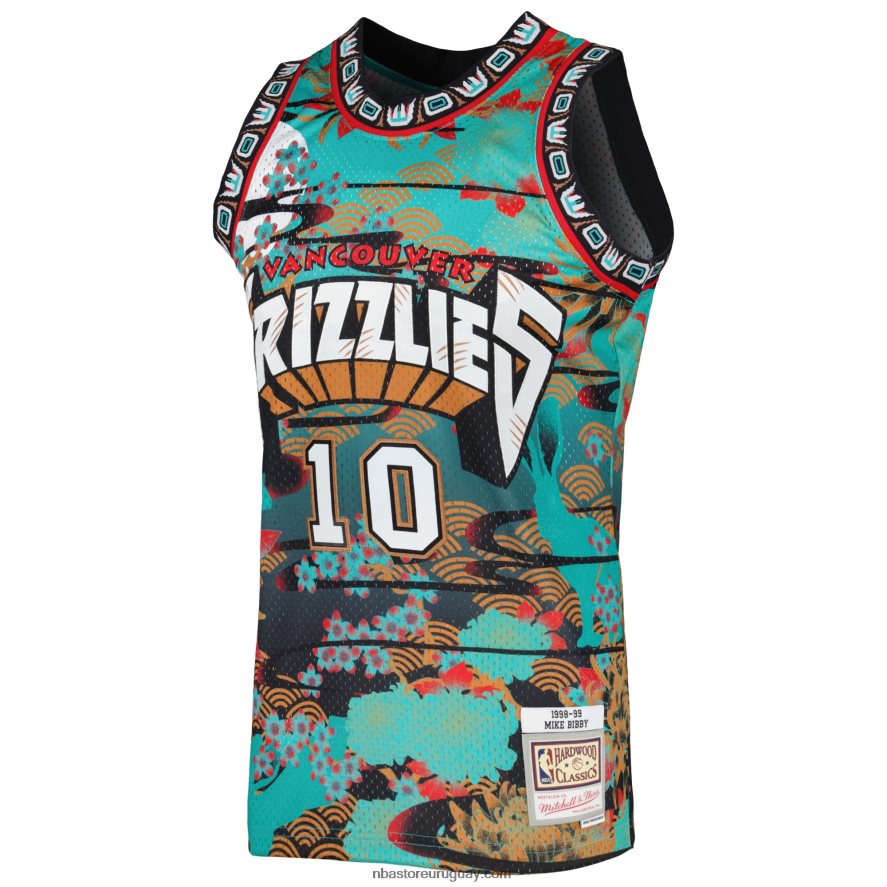 vancouver grizzlies mike bibby turquesas clásicos de madera dura año nuevo lunar swingman jersey 6L080N6838 NBA