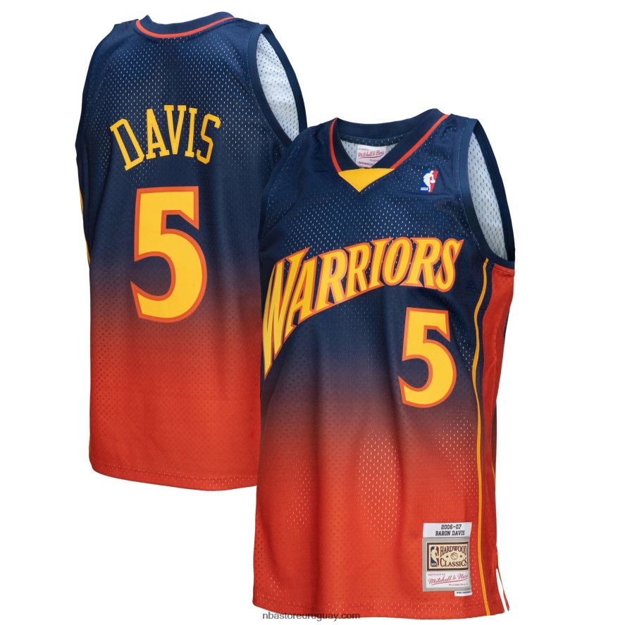 golden state warriors baron davis azul marino/naranja hardwood classics fadeaway swingman player jersey 6L080N7261 NBA