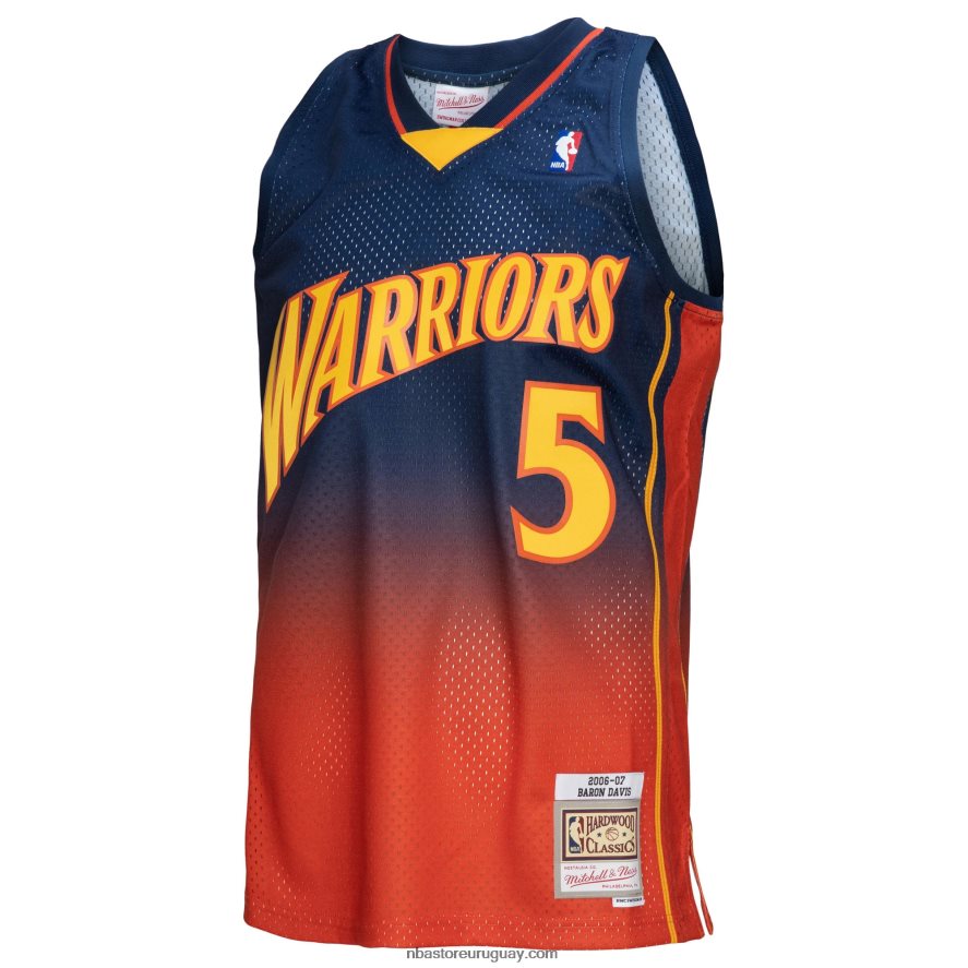 golden state warriors baron davis azul marino/naranja hardwood classics fadeaway swingman player jersey 6L080N7261 NBA