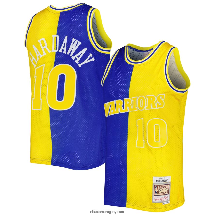 golden state warriors tim hardaway royal/gold hardwood classics 1990-91 split swingman jersey 6L080N6783 NBA
