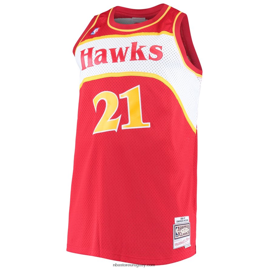 atlanta hawks dominique wilkins mitchell & ness rojo grande y alto clásico de madera dura jersey 6L080N8117 NBA