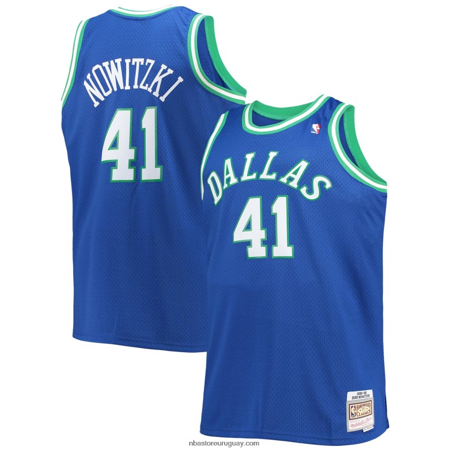 dallas mavericks dirk nowitzki mitchell & ness azul grande y alto clásico de madera dura jersey swingman 6L080N1907 NBA