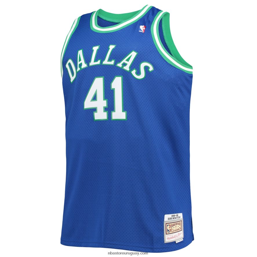 dallas mavericks dirk nowitzki mitchell & ness azul grande y alto clásico de madera dura jersey swingman 6L080N1907 NBA