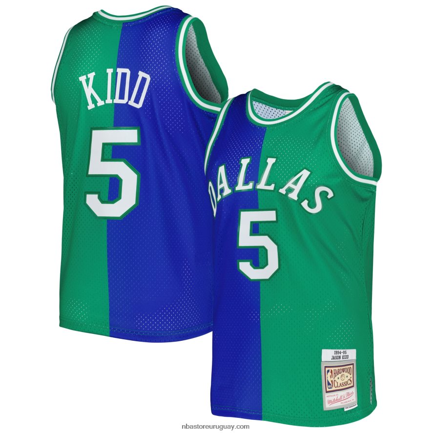 dallas mavericks jason kid d mitchell & ness azul/verde hardwood classics split swingman jersey 6L080N3654 NBA