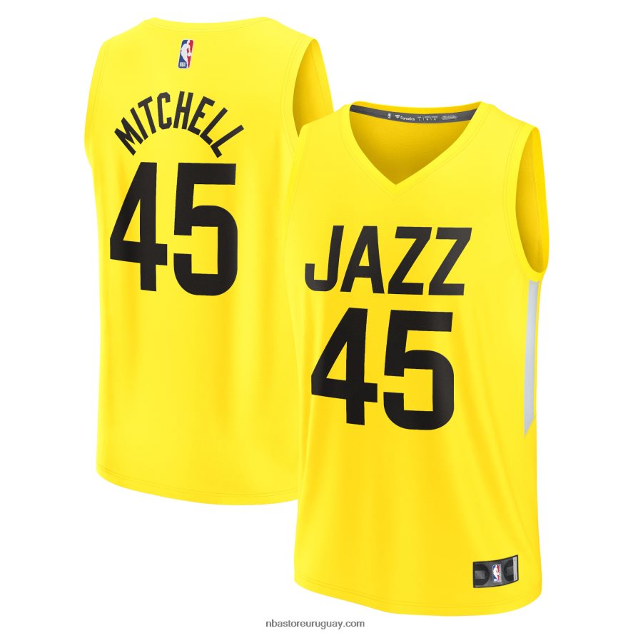 camiseta réplica de utah jazz donovan mitchell amarilla fast break 6L080N3421 NBA