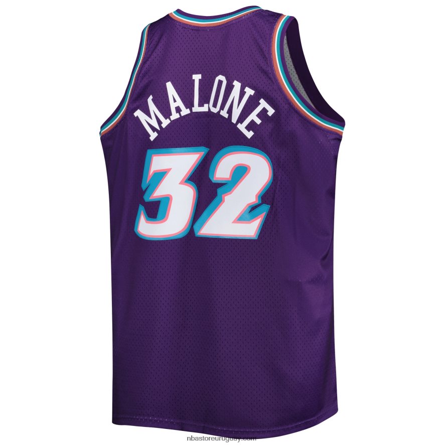 utah jazz karl malone mitchell & ness púrpura grande y alto clásico de madera dura swingman jersey 6L080N4676 NBA
