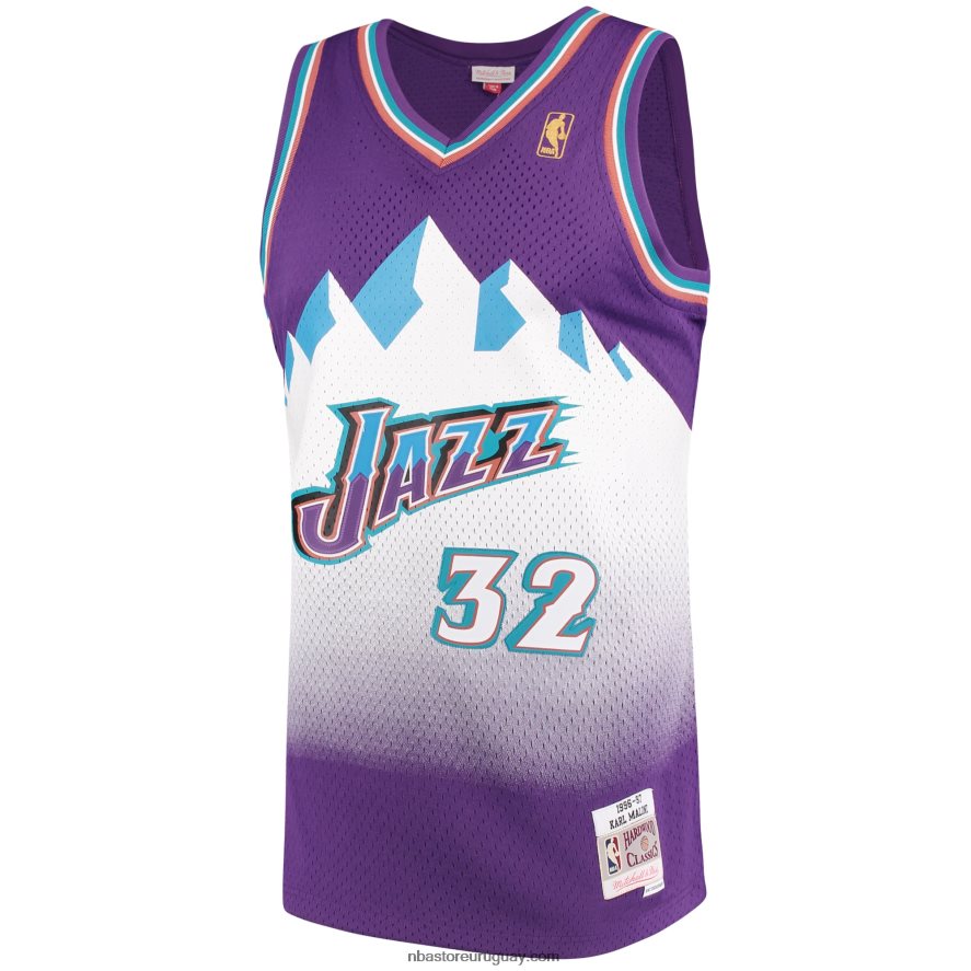 utah jazz karl malone mitchell & ness púrpura hardwood classics swingman jersey 6L080N386 NBA