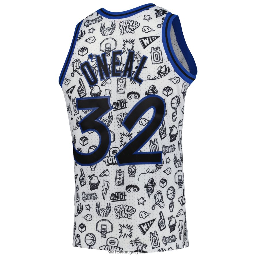 orlando magia shaquille o\'neal mitchell ness blancas madera dura clásicos garabatos alero jugador 6L080N5823 NBA