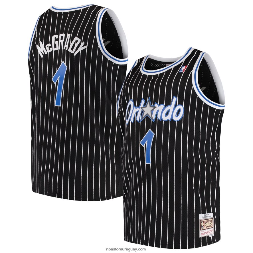 orlando magic tracy mcgrady mitchell & ness negro grande y alto clásico de madera dura swingman jersey 6L080N3457 NBA