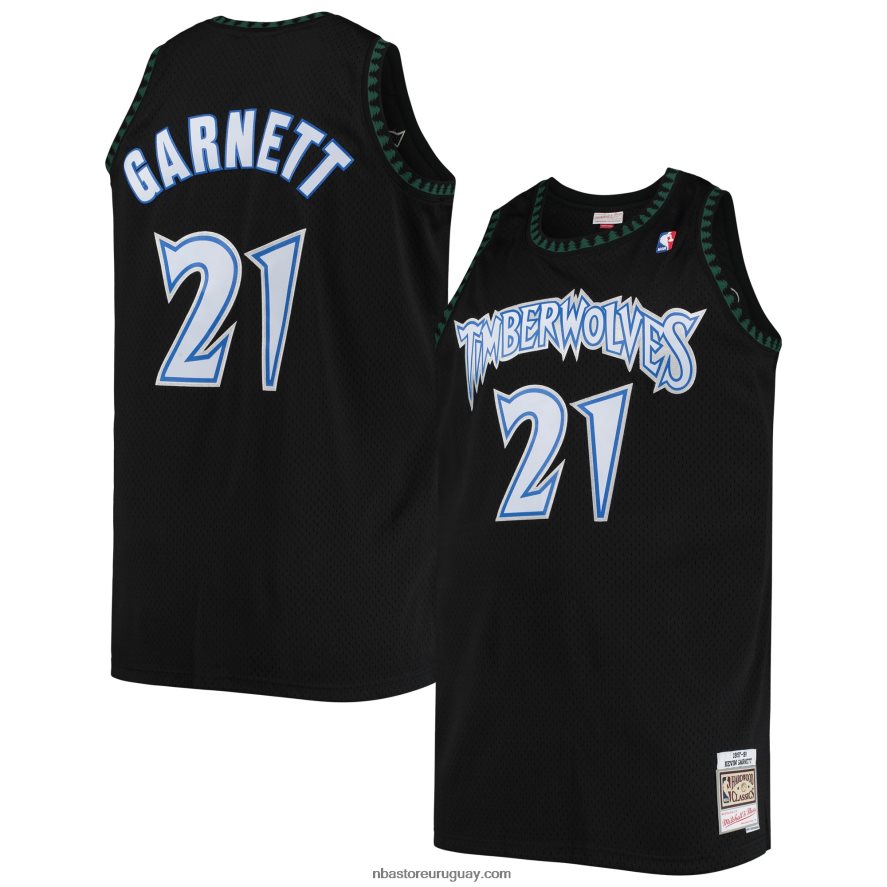 minnesota timberwolves kevin garnett mitchell & ness negro grande y alto clásico de madera dura jersey 6L080N498 NBA