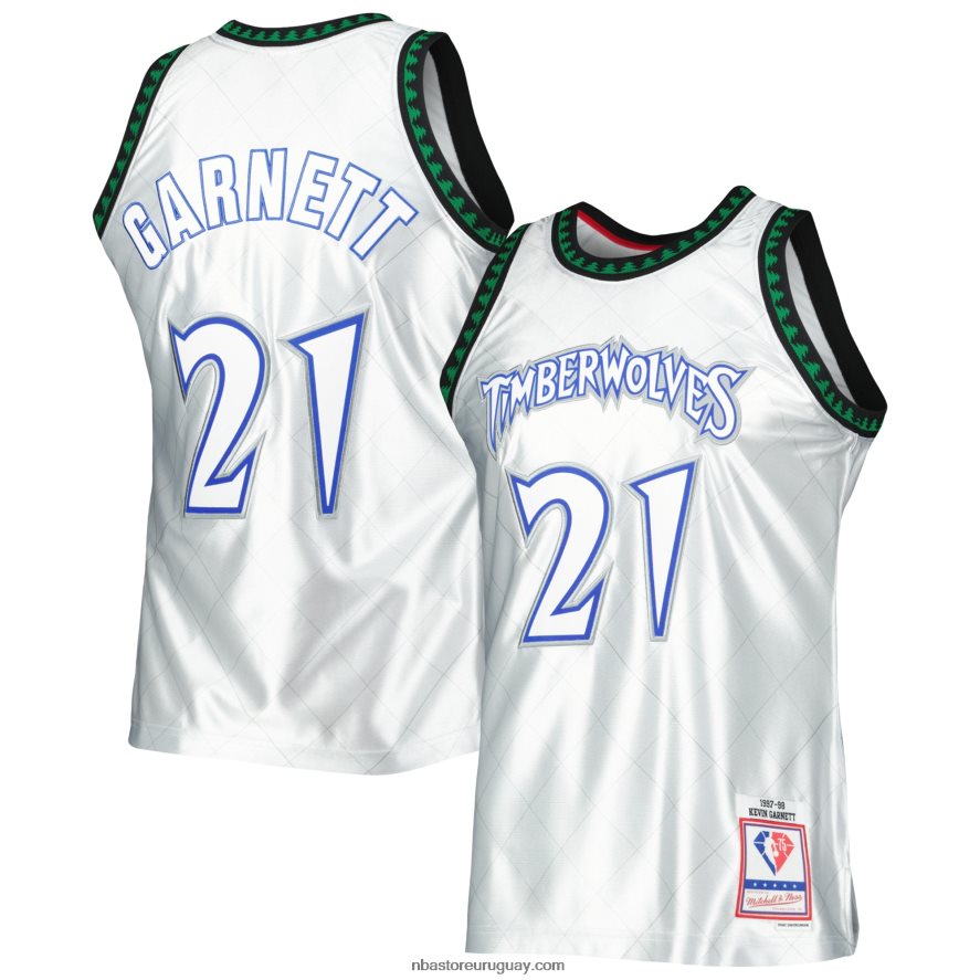 minnesota timberwolves kevin garnett platino madera dura clásicos 75 aniversario swingman jersey 6L080N8226 NBA