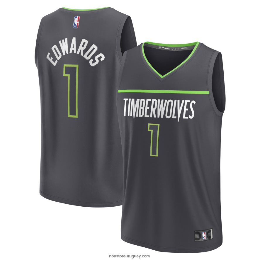 réplica de camiseta anthracite anthracite de los lobos de los minnesota timberwolves anthony edwards 6L080N281 NBA
