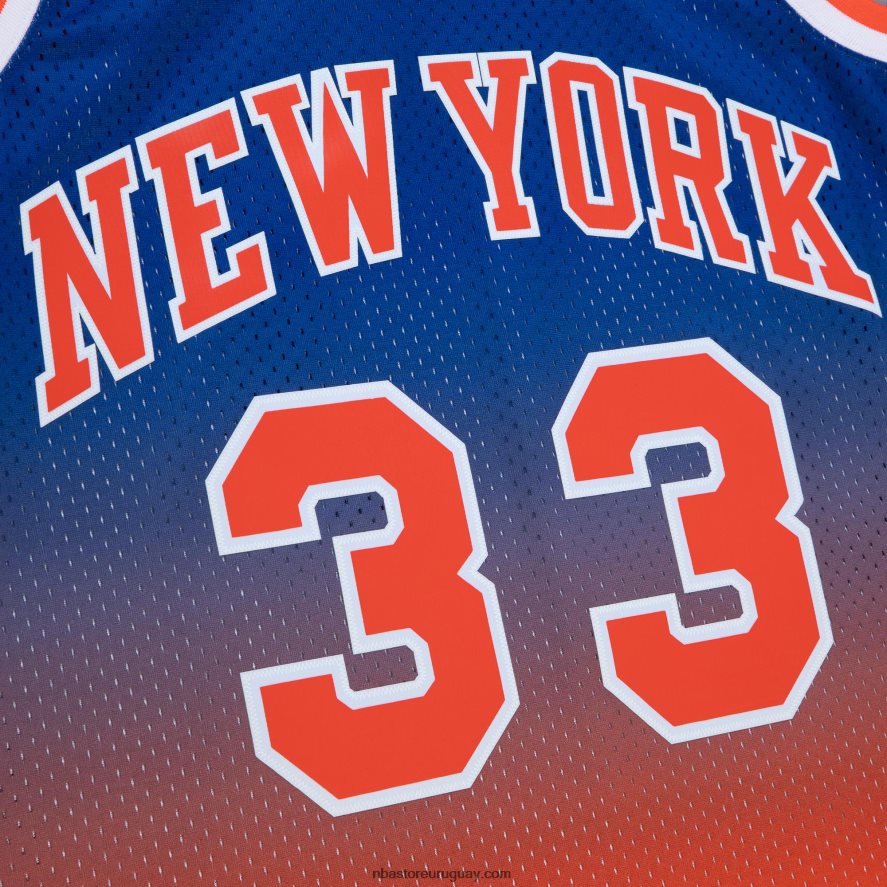 New York Knicks Patrick Ewing Naranja/Royal Hardwood Classics Fadeaway Swingman playera de jugador 6L080N614 NBA
