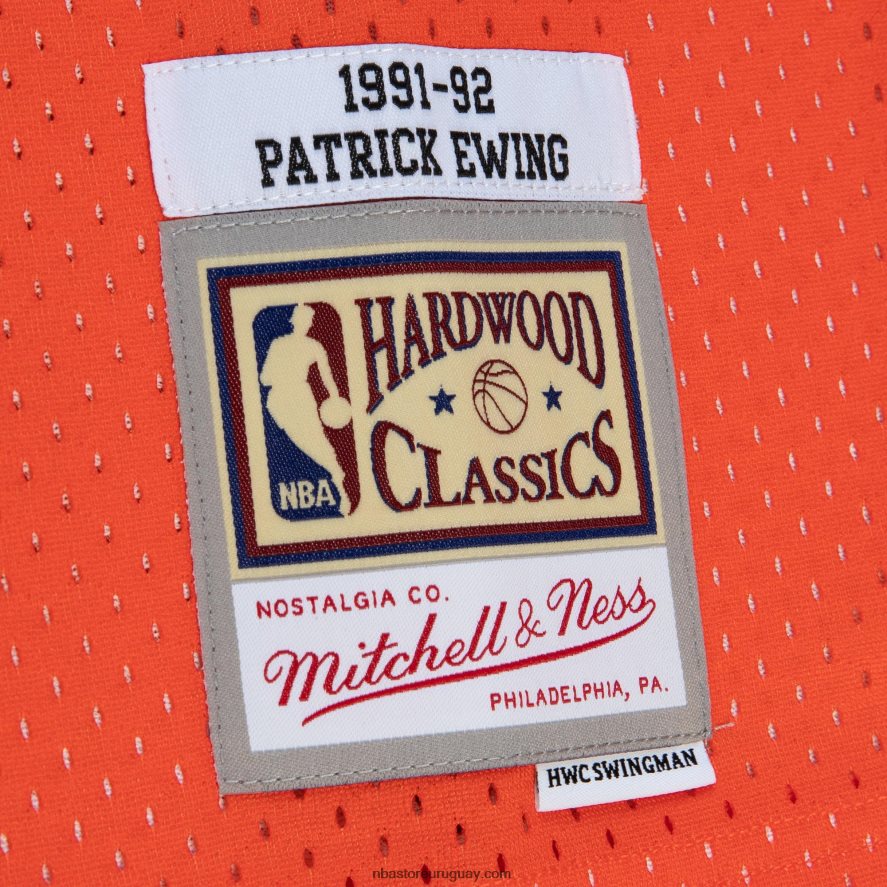 New York Knicks Patrick Ewing Naranja/Royal Hardwood Classics Fadeaway Swingman playera de jugador 6L080N614 NBA