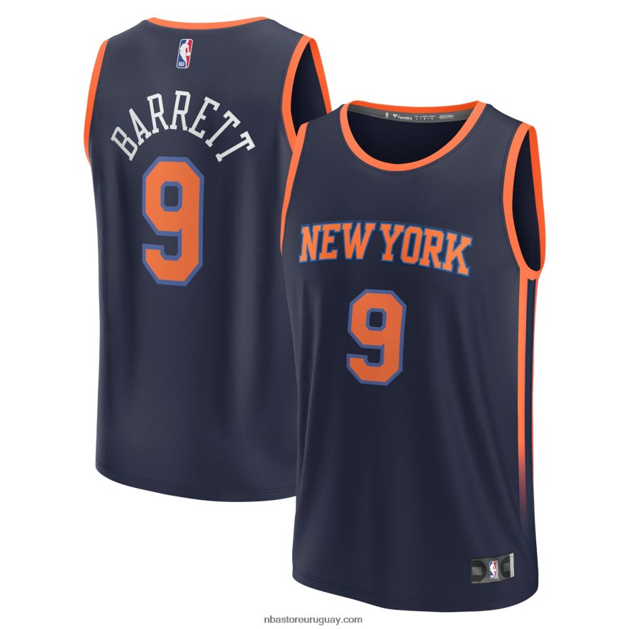 New York Knicks RJ Barrett Réplica de camiseta azul marino Fast Break 6L080N535 NBA
