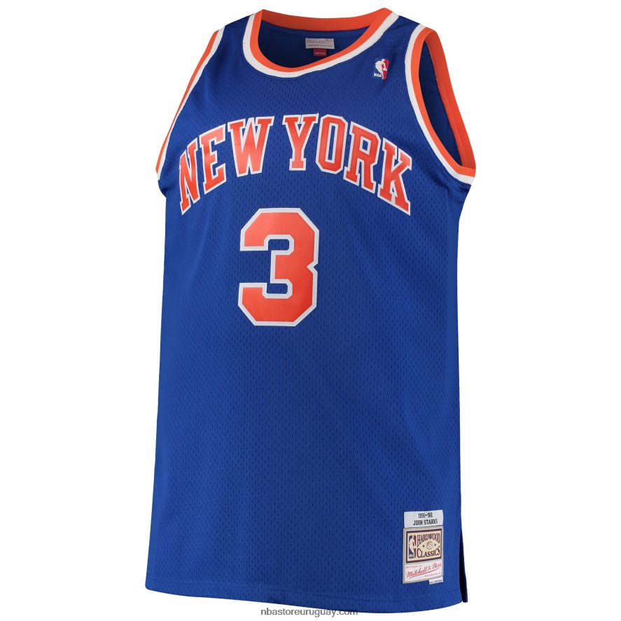john starks new york knicks mitchell & ness azul grande y alto clásico de madera dura swingman jersey 6L080N4814 NBA