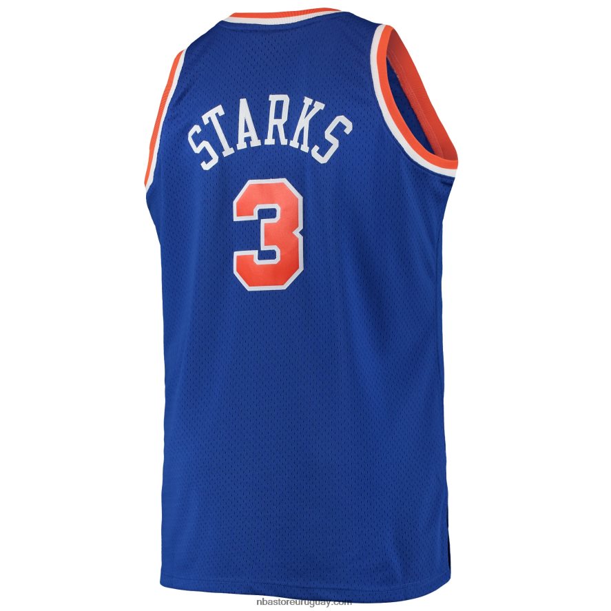 john starks new york knicks mitchell & ness azul grande y alto clásico de madera dura swingman jersey 6L080N4814 NBA