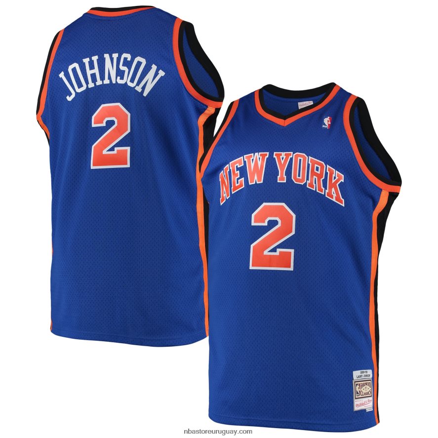 larry johnson new york knicks mitchell & ness blue big & tall hardwood classics swingman jersey 6L080N1096 NBA