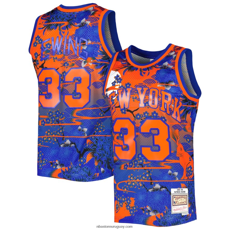 new york knicks patrick ewing mitchell & ness blue hardwood classics lunar new year swingman jersey 6L080N572 NBA