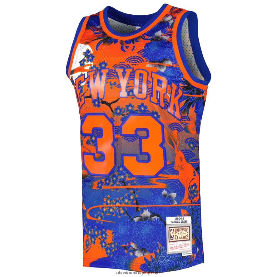 new york knicks patrick ewing mitchell & ness blue hardwood classics lunar new year swingman jersey 6L080N572 NBA