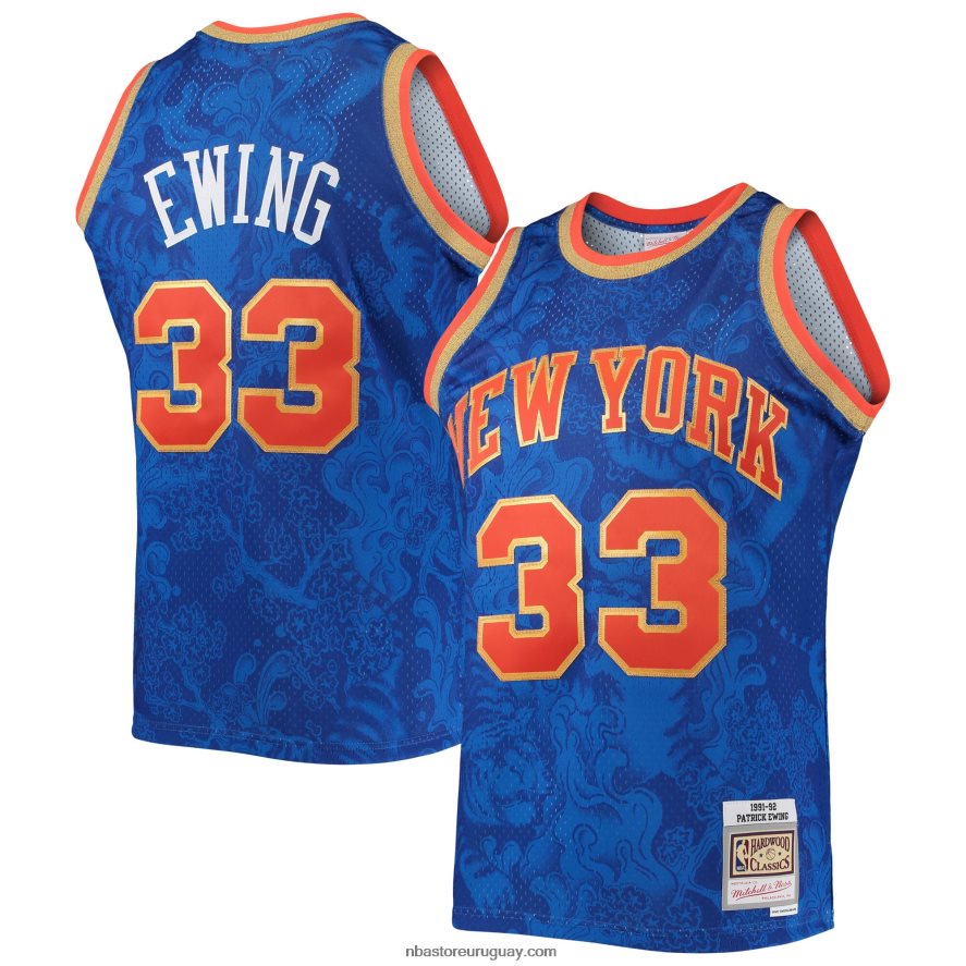 new york knicks patrick ewing mitchell & ness blue hardwood classics lunar new year swingman jersey 6L080N827 NBA