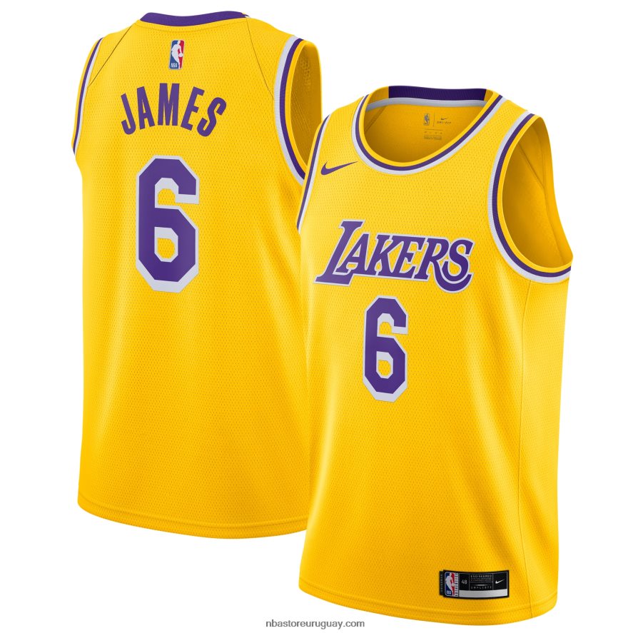Los angeles lakers lebron james nike oro # 6 swingman jugador jersey 6L080N33 NBA
