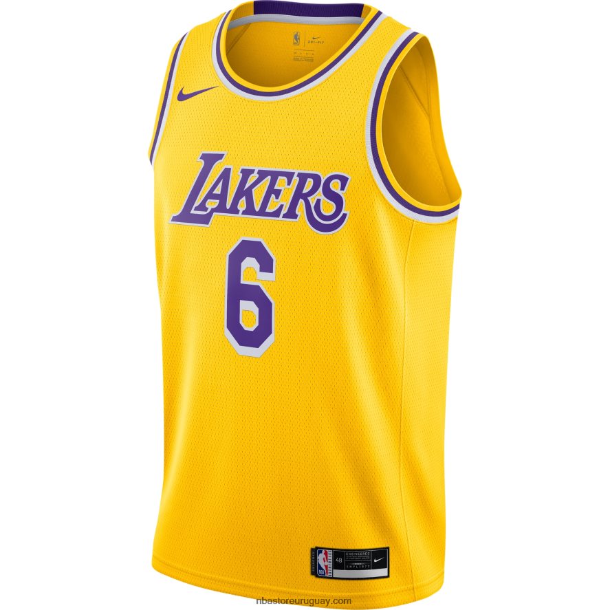 Los angeles lakers lebron james nike oro # 6 swingman jugador jersey 6L080N33 NBA