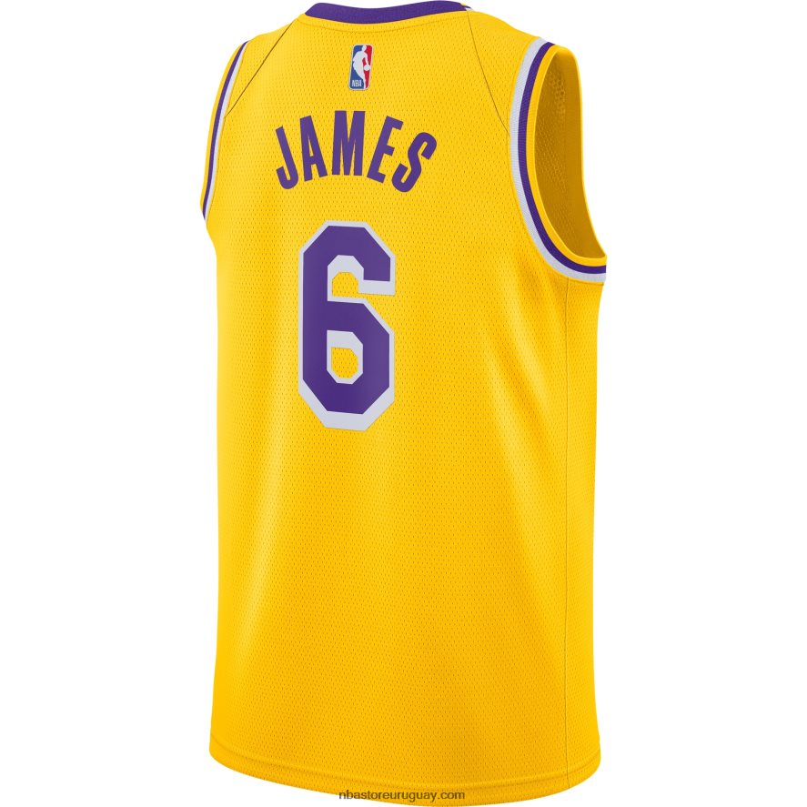 Los angeles lakers lebron james nike oro # 6 swingman jugador jersey 6L080N33 NBA