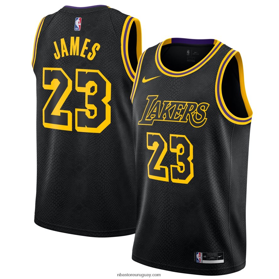 camiseta los angeles lakers lebron james nike city edition swingman negro 6L080N363 NBA
