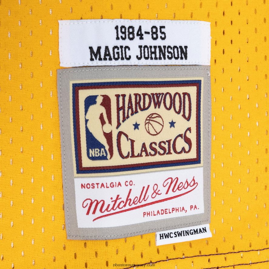 camiseta los angeles lakers magic johnson morado/dorado hardwood classics 1984-85 split swingman 6L080N6349 NBA
